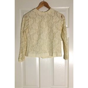 Judy Bond Lace Floral Off-White Long-Sleeve Blouse